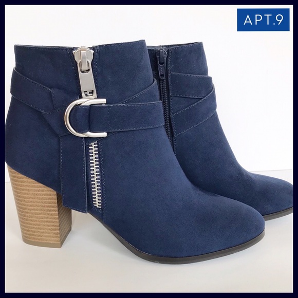 Apt. 9 Shoes - Apt 9 Navy Blue Suede Buckle Ankle Boots NWT